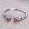 Natural Agate/Garnet Quartz Bangle Solid 925 Sterling Silver Vintage Open Bracelets for Women's Luxury Jewelry