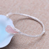 Natural Agate/Rose Quartz Bangle Solid 999 Fine Silver Open Tulip Bracelets for Women's Luxury Jewelry