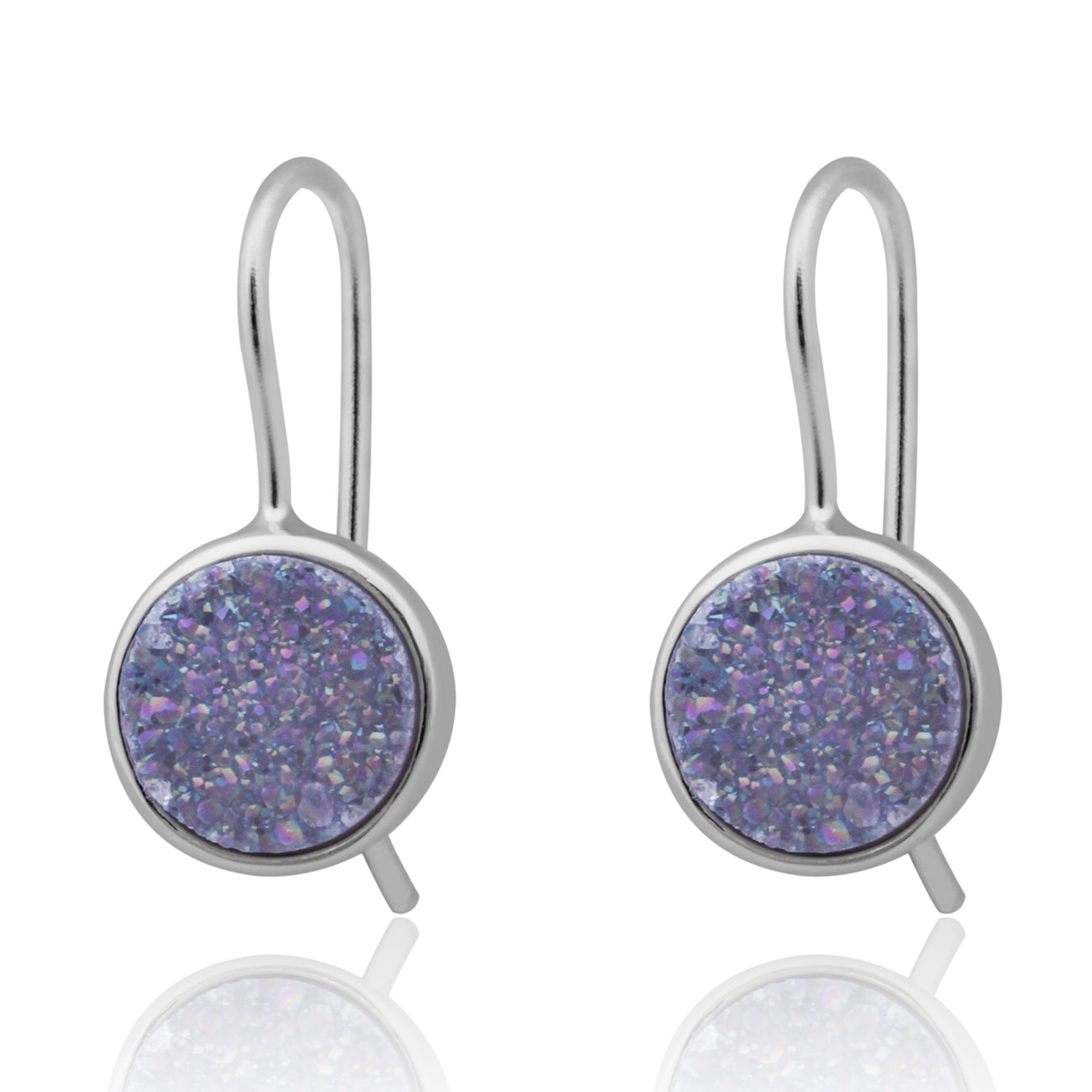 Natural Crystal Earrings Solid 925 Sterling Silver Earring for Women Jwelery(Multicolor Black White Gr Blue Colors)