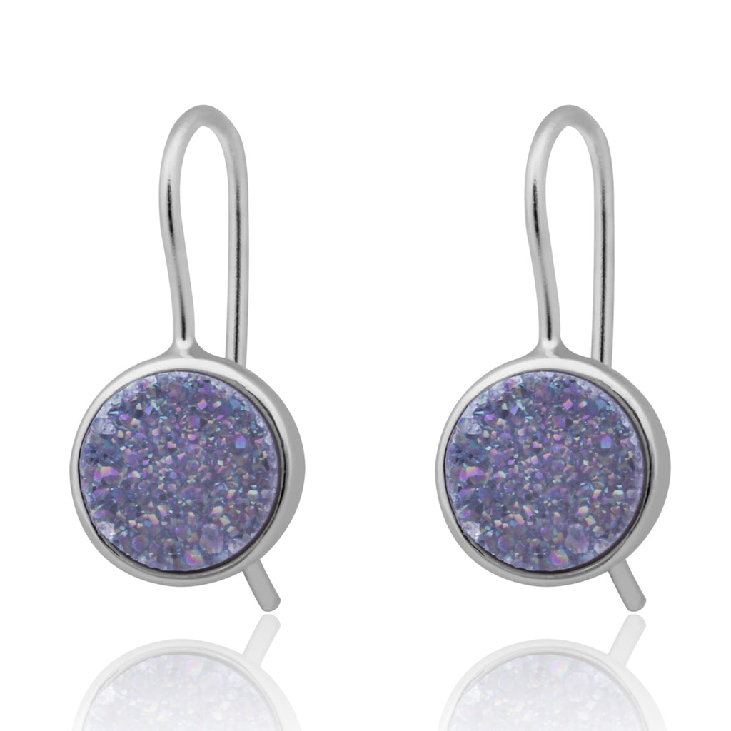 Natural Crystal Earrings Solid 925 Sterling Silver Earring for Women Jwelery(Multicolor Black White Gr Blue Colors)