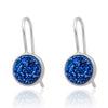 Natural Crystal Earrings Solid 925 Sterling Silver Earring for Women Jwelery(Multicolor Black White Gr Blue Colors)