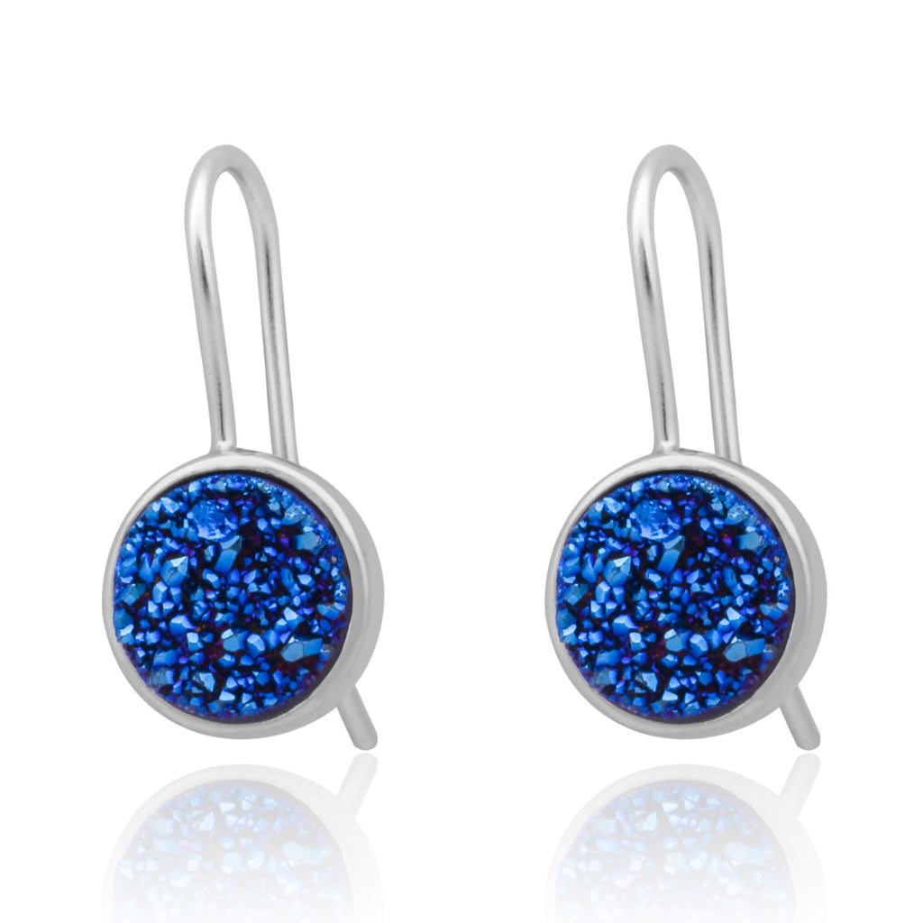 Natural Crystal Earrings Solid 925 Sterling Silver Earring for Women Jwelery(Multicolor Black White Gr Blue Colors)