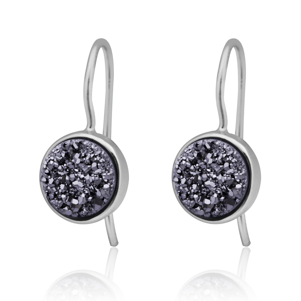 Natural Crystal Earrings Solid 925 Sterling Silver Earring for Women Jwelery(Multicolor Black White Gr Blue Colors)