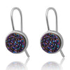 Natural Crystal Earrings Solid 925 Sterling Silver Earring for Women Jwelery(Multicolor Black White Gr Blue Colors)