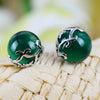 Natural Garnet /Cat's Eye Earrings Solid 925 Sterling Silver Stud Earrings for Women's Wedding Party Fine Jewelry