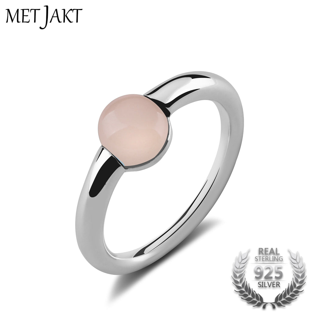 Natural Gem Pink Agate Rings Solid 925 Sterling Silver Vintage Jewelry for Women's Party Wedding Engagement Occasion