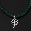 Natural Gemstone Agate Beads Charm Bracelet and 925 Sterling Silver Clover Heart Smile Pendant for Women's Fine Jewelry