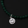 Natural Gemstone Agate Beads Charm Bracelet and 925 Sterling Silver Clover Heart Smile Pendant for Women's Fine Jewelry