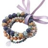 Natural Gemstone Turquoise+Labradorite+Lava+Picasso Jasper-5 Pcs Elastic Bracelet with Double Happiness Charm 18-19cm