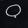 Natural Nearround Pearls Elastic Charm Bracelets Solid 925 Sterling Silver Clover Pendant for Gift Jewelry