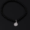 Natural Obsidian Beads Handmade Elastic Charm Bracelets and 925 Sterling Silver Smile Pendant for Unisex Jewelry