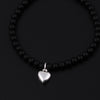 Natural Obsidian Beads Handmade Elastic Charm Bracelets and 925 Sterling Silver Smile Pendant for Unisex Jewelry