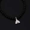 Natural Obsidian Beads Handmade Elastic Charm Bracelets and 925 Sterling Silver Smile Pendant for Unisex Jewelry