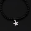 Natural Obsidian Beads Handmade Elastic Charm Bracelets and 925 Sterling Silver Smile Pendant for Unisex Jewelry