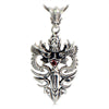 Punk 925 Silver Double Dragon & Sword Pendant with Ruby and Sterling Silver Snake Chain Necklace Men's Necklace Jewelry