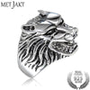 Punk Rock Ferocious Wolf Head Ring Solid 925 Sterling Silver Rings for Co Men Vintage Thai Silver Jewelry