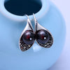 S925 Sterling Silver Red Garnet Drop Earring with Zircon for Women Wedding Party Luxury Vintage Thai Silver Jewelry