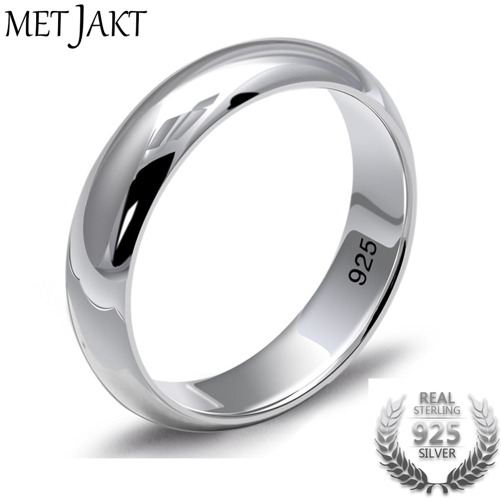 Simple Classic Couple Rings Solid 925 Sterling Silver Glossy Love Ring for Women and Men Wedding Jewelry