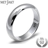 Simple Classic Couple Rings Solid 925 Sterling Silver Glossy Love Ring for Women and Men Wedding Jewelry