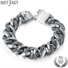Tang Grass Totem Solid 20cm 925 Sterling Silver Punk Rock Bracelets for Luxury Male Biker Jewelry Handmade Bracelet
