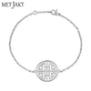 Three Colors 925 Sterling Silver Charm Bracelets for Unisex Fine Jewelry Double Happiness and Long Life Pendant