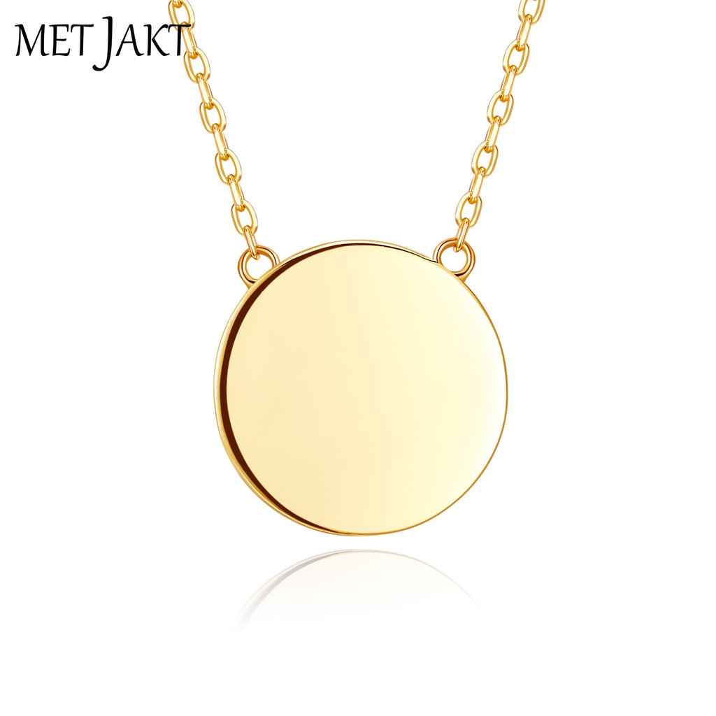 Three Colors Classic 925 Sterling Silver Charm Adjustable Link Chain with Round Pendant Necklace for Unisex Fine Jewelry
