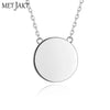 Three Colors Classic 925 Sterling Silver Charm Adjustable Link Chain with Round Pendant Necklace for Unisex Fine Jewelry