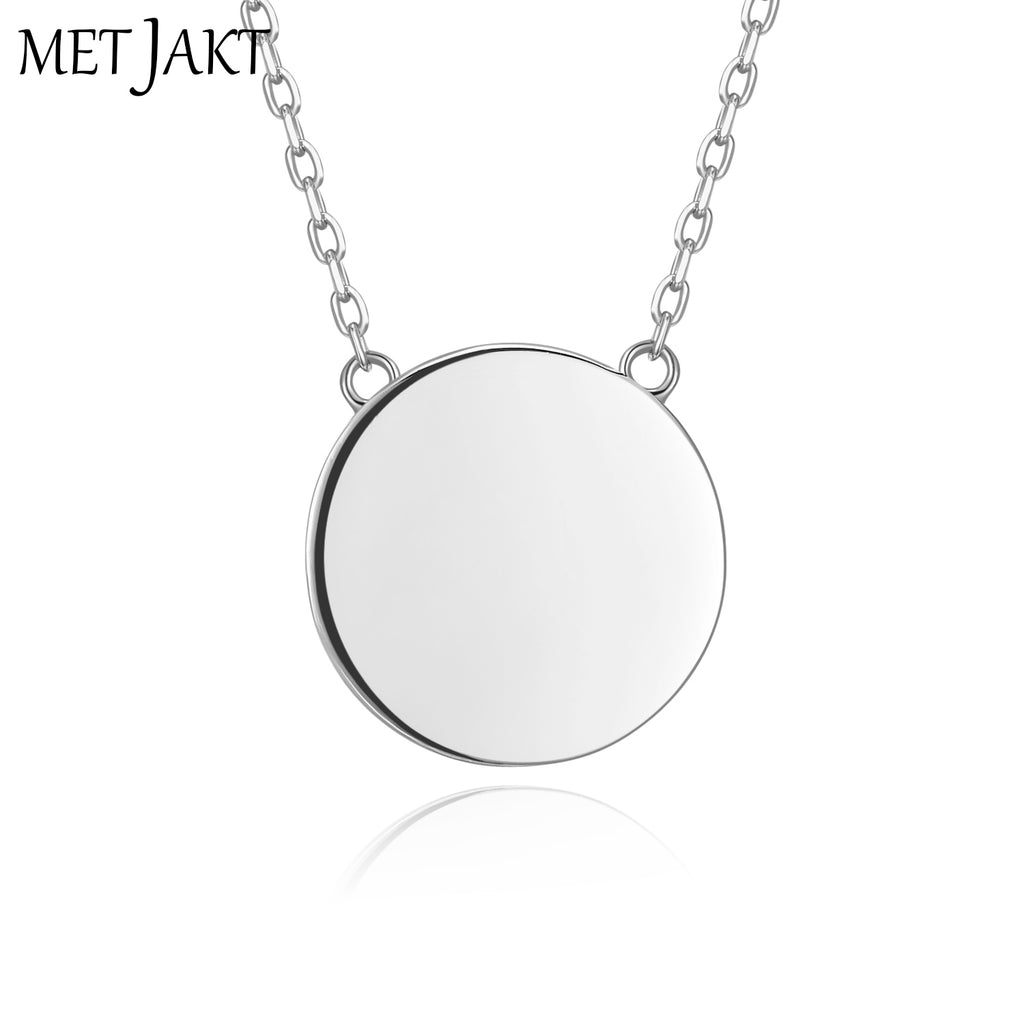 Three Colors Classic 925 Sterling Silver Charm Adjustable Link Chain with Round Pendant Necklace for Unisex Fine Jewelry