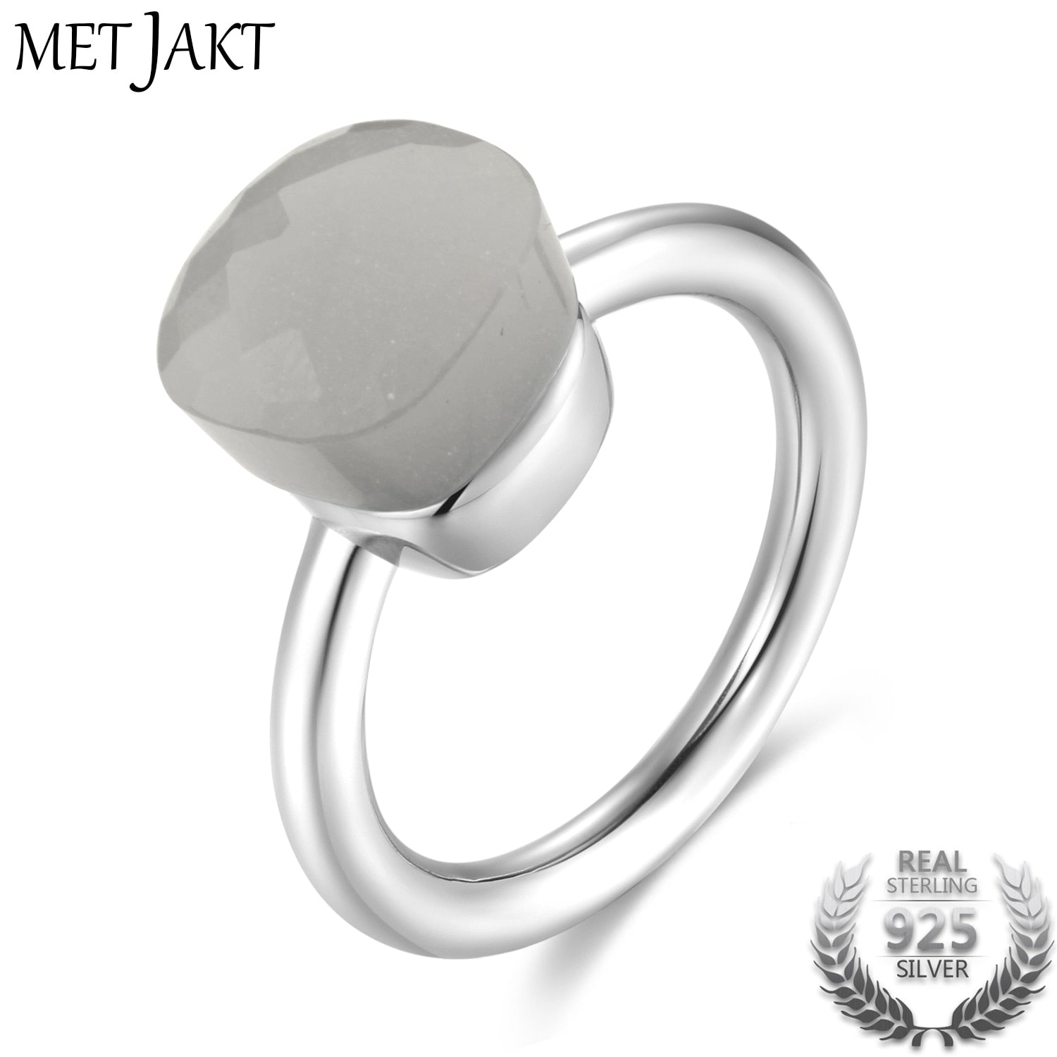 Trendy Natural Gem Gr Agate Candy Rings Solid 925 Sterling Silver Ring for Women's Fine Jewelry for Birthd Party