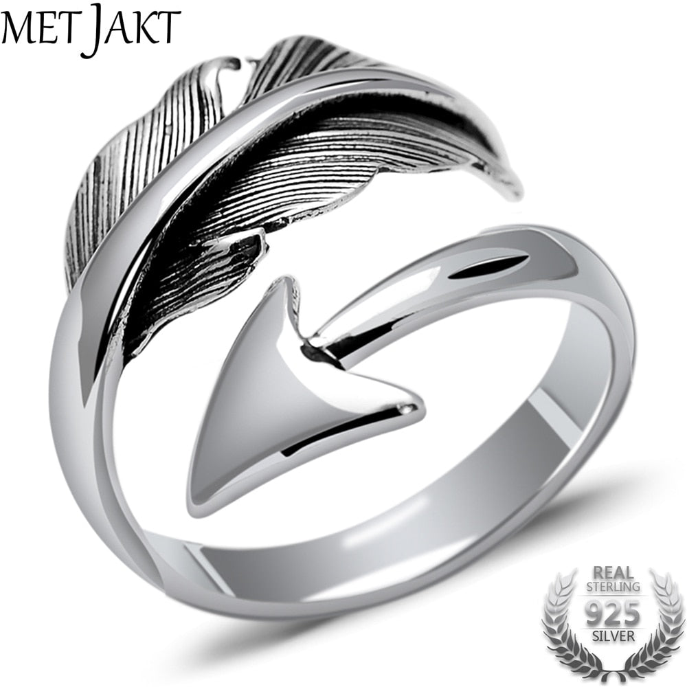 Vintage 925 Sterling Silver Lover's Ring & Cupid's Arrow for Thai Silver Jewelry Open Ring Resizable