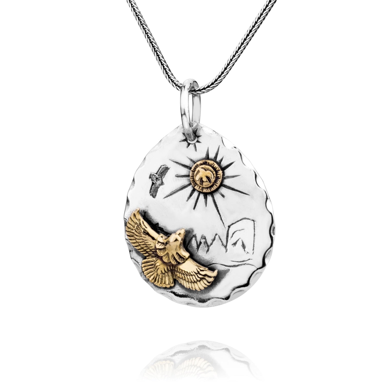 Vintage American Indian Eagle Pendant with Snake Chain Solid 925 Sterling Silver Handmade Jewelry