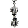 Vintage Buddhism Vajra Pendant with Obsidian and Snake Chain Solid 925 Sterling Silver Men's Lucky Peace Jewelry