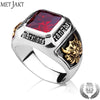 Vintage Men's Ruby Ring Solid 925 Sterling Silver Ring for Men Punk Fine Jewelry