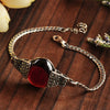 Vintage Natural Agate/garnet Bracelet with Zircon Solid 925 Sterling Silver Bracelet for Women 17.5cm Chain Extend 2.5cm
