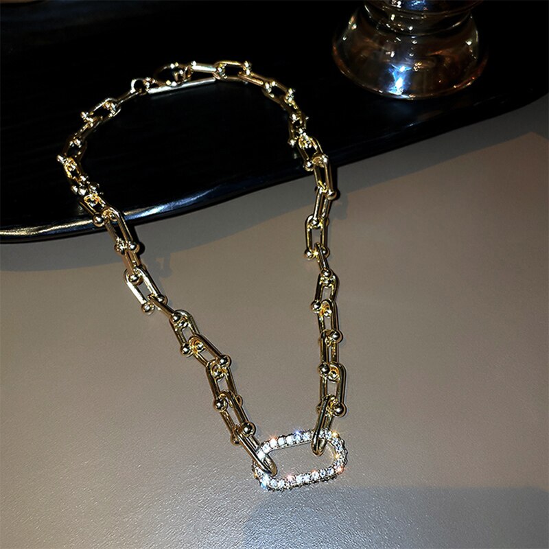 Metal Chain Around the Neck Titanium Steel Unisex Hip-Hop Necklaces Gothic Chunky Simple Clavicle Chain Vintage Prom Accessories