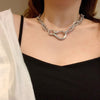 Metal Chain Necklace Ins Normcore Style Personality Popular Net Red Simplicity and Exaggeration Big Button Clavicle Chain Neck
