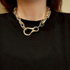 Metal Chain Necklace Ins Normcore Style Personality Popular Net Red Simplicity and Exaggeration Big Button Clavicle Chain Neck