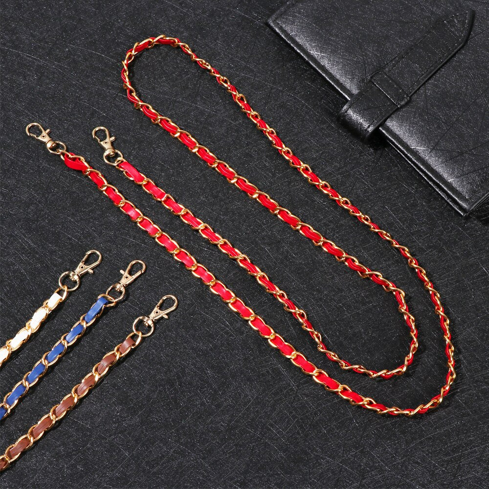 Metal PU Leather Strap for Handbag Adjustable Shoulder Bags Replaceable Chain Strap Decorative Bag Belt Messenger Bag Chain 1.2m