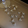 Metal Rhinestone Butterfly Ear Clips Bowknot Without Piercing For Women Sparkling Zircon Tassel Cuff  Earrings Wedding Jewelry