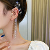 Metal Rhinestone Butterfly Ear Clips Bowknot Without Piercing For Women Sparkling Zircon Tassel Cuff  Earrings Wedding Jewelry