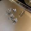 Metal Rhinestone Butterfly Ear Clips Bowknot Without Piercing For Women Sparkling Zircon Tassel Cuff  Earrings Wedding Jewelry