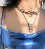 Metal Woman Choker Necklace Buckle Pendant Goth Women's Neck Chain Gothic Accessories Friends Jewelry on the Neck Vintage Punk