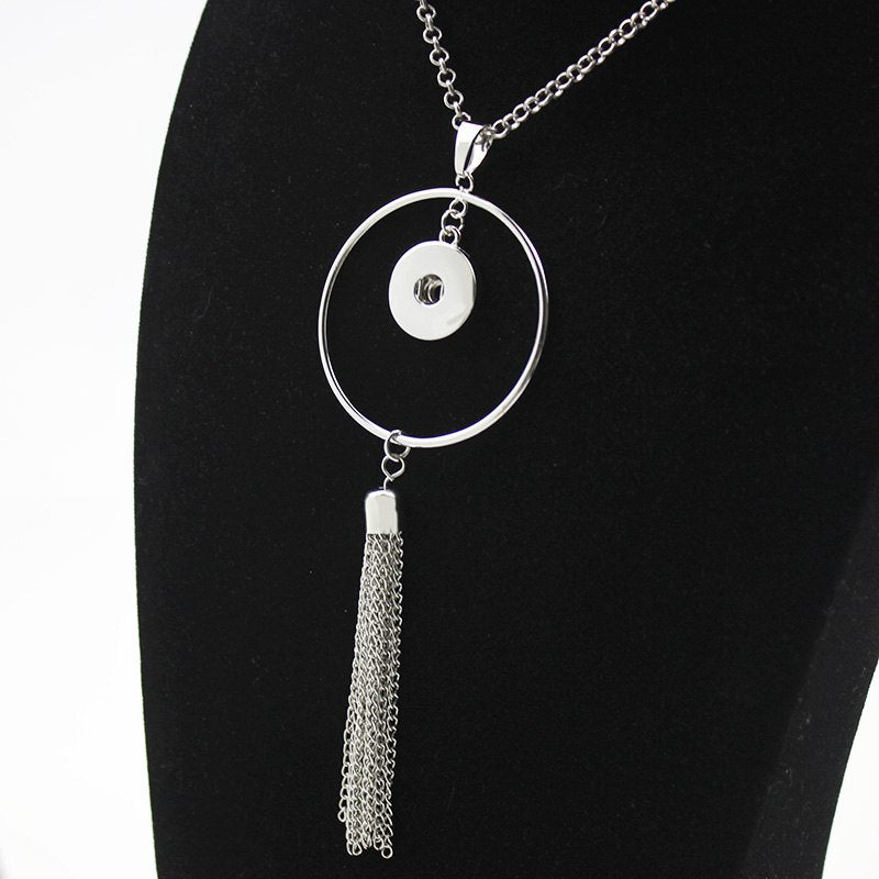 Metal feather Charm Necklace Crystal Turtle Pendant Jewelry For Ginger 18mm tassel Snaps Buttons Necklaces