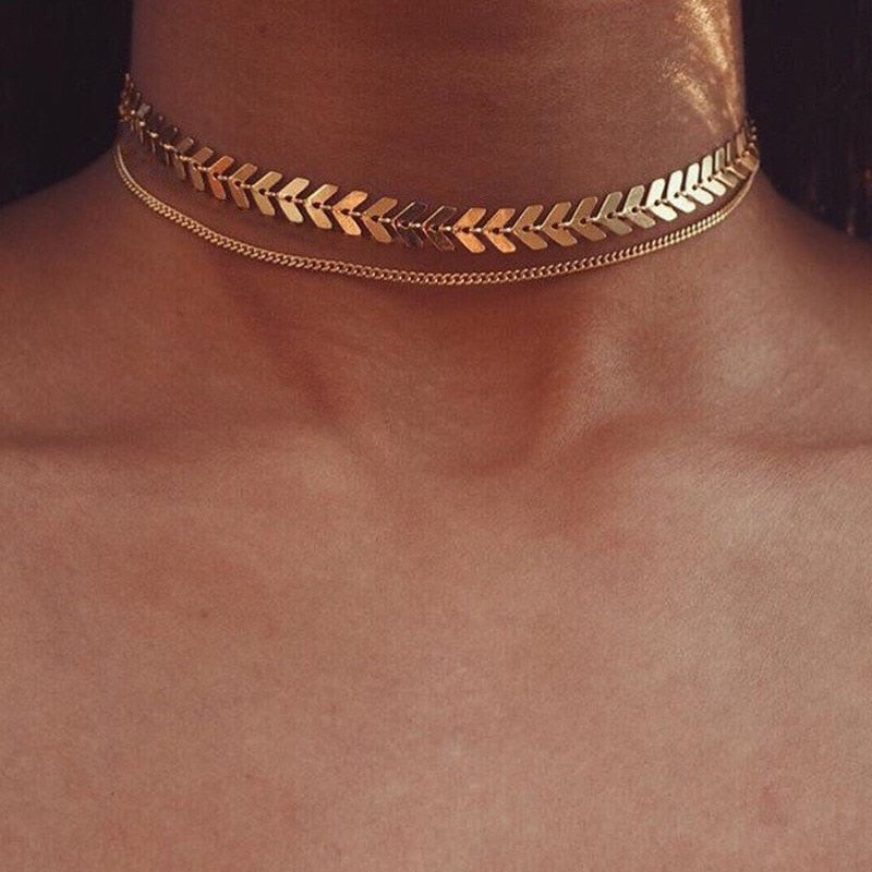 Metallic sequined women's short collar bone European and American personality minimalist versatile choker necklace