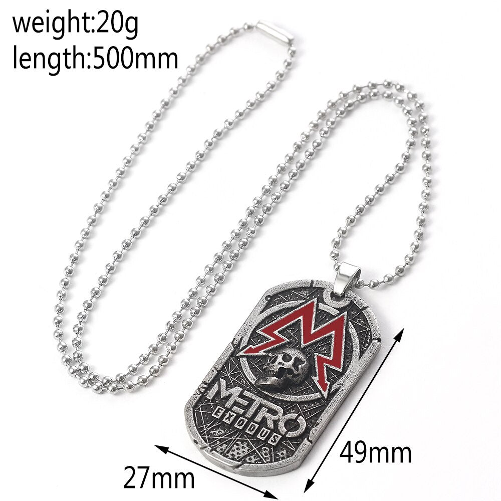 Metro Exodus 2033 Necklace Pendant Dog Tag Pendant Beads Chain Metal Men Goth Charm Necklaces Jewelry Gifts