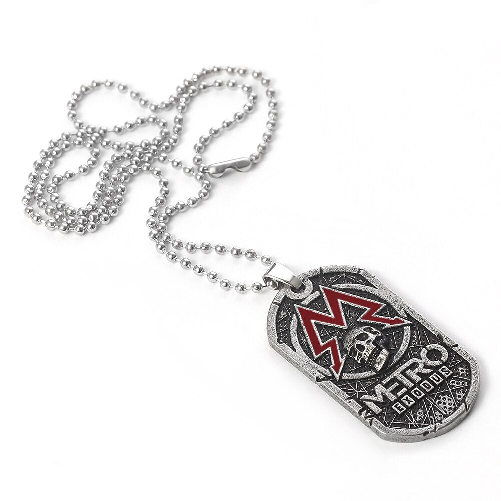 Metro Exodus 2033 Necklace Pendant Dog Tag Pendant Beads Chain Metal Men Goth Charm Necklaces Jewelry Gifts