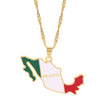 Mexico Map Flag Pendant Necklaces Gold Color Water Wave Chain Women Choker Enamel Necklace Jewelry Mexican Ethnic Gifts