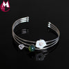 Mexico blue Perot Shell Flower Natural Crystal Bracelet For Women Simple 100% 925 Sterling Silver Bangle Party Gift Jewelry SB73