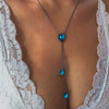 Blue Heart Stone Long Necklaces for Women Bohemian Tassel Choker Necklace Pendant Fashion Silver Color Collier Jewelry
