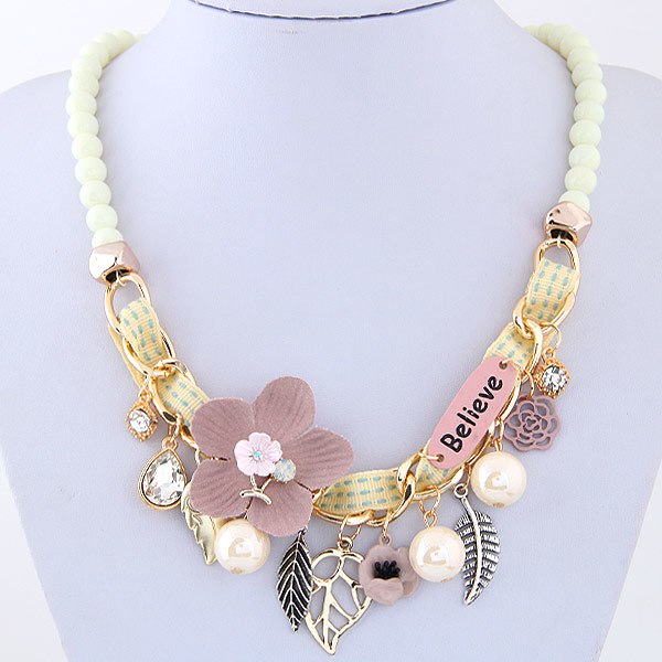 Flower Statement Necklaces 2020 Vintage Resin Beads Candy Color Choker Necklaces Fashion Jewelry for Women Collier